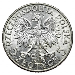 II RP, 5 złotych 1933, Warszawa, Głowa Kobiety
