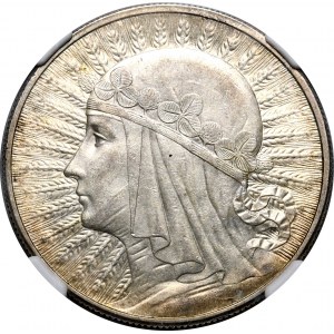Zweite Polnische Republik, 10 Zloty 1932 weiblich, ohne Münzzeichen, London