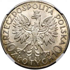 II Rzeczpospolita, 10 złotych 1932 kobieta, bez znaku mennicy, Londyn