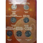 Zestaw monet obiegowych 1990-1994 w albumie, w tym 2 srebrne