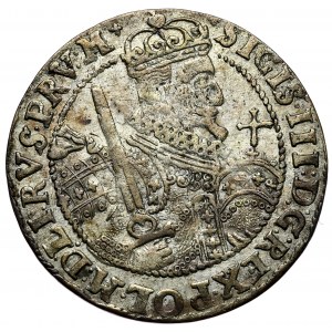 Sigismund III. Vasa, ort 1623, Bydgoszcz, PRV:M+, Büste von 1622, Spiralverzierung