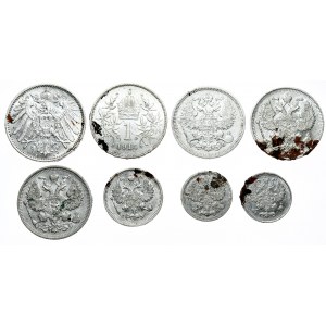 Rosja, Niemcy, Austro-Węgry, Zestaw 8 drobnych monet 1860-1915