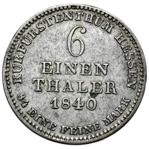 Deutschland, Hessen, Wilhelm II, 1/6 Taler 1840, seltener Jahrgang