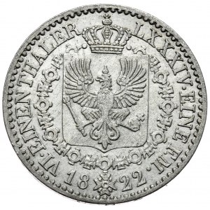 Niemcy, Prusy, Fryderyk Wilhelm III, 1/6 talara 1822 A, Berlin, pierwszy rocznik emisji