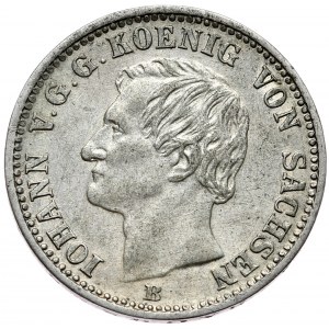 Germany, Saxony, Johann, 1/6 thaler 1866 B