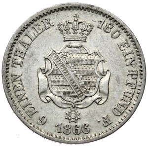 Deutschland, Sachsen, Johann, 1/6 Taler 1866 B