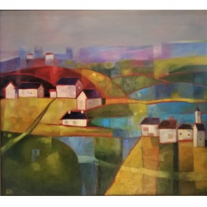 Ewa Przybyla,Landscape with houses,2018