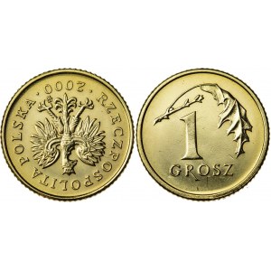 1 grosz, 2000, odwrotka 180 stopni