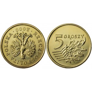 5 groszy, 2000, odwrotka 180 stopni