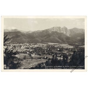 [ZAKOPANE] Widok ogólny Zakopanego. Tatry od Kasprowego po Giewont