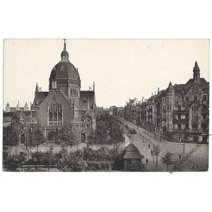 [KATOWICE. Synagoga] Kattowitz. August Schneider-Straße mit Synagoge