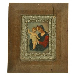 Madonna 19. Jahrhundert Öl auf Karton Gemälde