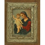 Madonna 19. Jahrhundert Öl auf Karton Gemälde