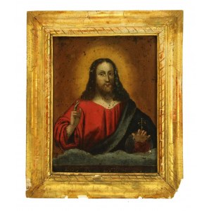 Chrystus Salvator Mundi - obraz olejny na blasze, XVII w.
