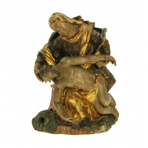 Pieta - Figur aus polychromem Holz 17. Jahrhundert