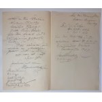 Judaika. Pismo, podziękowanie, rachunek z podpisami i pieczęciami Wielkiej Synagogi Przedmiejskiej we Lwowie.