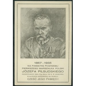 Na pamiątkę pogrzebu pierwszego Marszałka polski Józefa Piłsudskiego