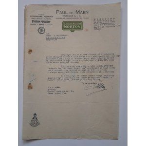 Pismo na papierze Zakładu Paula de Maen Warszawa
