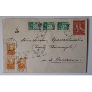 Koperta ze znaczkami 3, 1, 2 zł, typ 26 R Gliwice 1951 r.