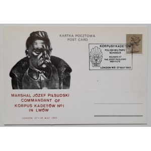 Karta pocztowa 1983. Marszałek J. Piłsudski komendant Korpusu Kadetów