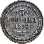 RR-, Zabór Rosyjski, 3 kopiejki 1857 Warszawa, najrzadszy rocznik