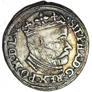Stefan Batory, Trojak 1586 Olkusz, ligatura, R2