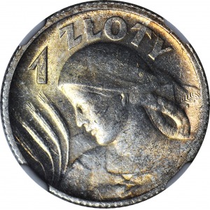 RR-, 1 złoty 1924 Paryż, Żniwiarka, SKRĘTKA 25 stopni