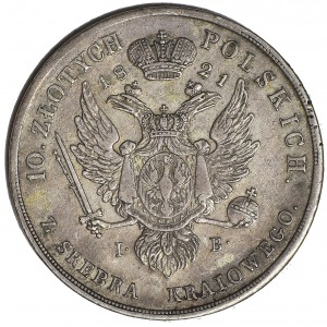 RR-, Królestwo Polskie, 10 złotych 1821, Warszawa, Aleksander I, R4