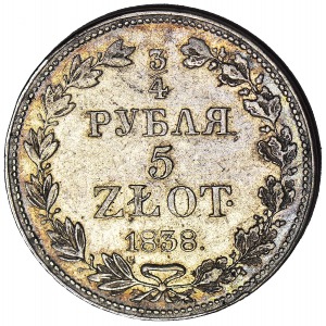 Zabór Rosyjski, 5 złotych = 3/4 rubla 1838, MW, Warszawa