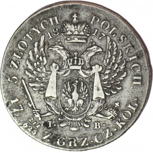 R-, K. Polskie, 5 złotych 1817 Aleksander, B. 12,5 zł, dzioby zamknięte/OTWARTE