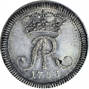 RR,- August III, Grosz (1/24 Talara) 1753, Lipsk, MONOGRAM, R7