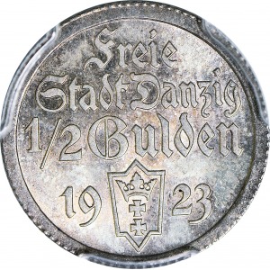 Wolne Miasto Gdańsk, 1/2 Guldena 1923, gabinetowe