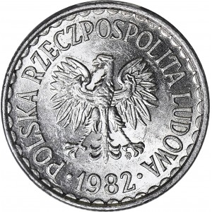 R-, 1 złoty 1982 wąska data, b. rzadkie