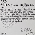 RRR-, Zygmunt III Waza, trojak 1597, Lublin, Iger nie notuje