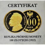 Kopia/replika 100 zł 1922 Próbnej, złoto, nakład 20 szt.