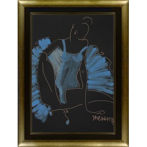 Joanna Sarapata, Porträt einer Tänzerin in einem blauen Kleid, 2021