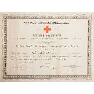 DIPLOMA OF THE BRONZE CROSS SECUIRS VOLONTAIRE, 1871