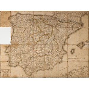 MAP OF SPAIN AND PORTUGAL, 1810