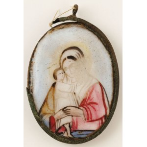 MEDAILLE MIT MADONNA MIT KINDERN, Russland, 19. Jahrhundert.