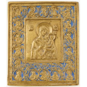 TRAVELING ICCON OF THE MOTHER OF GOD IN THE MIDDLE OF THE Saints, Russia, 19th century.