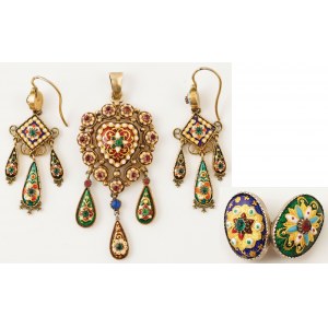 pendant, pair of earrings and pins, France after 1838