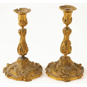 Pair of candlesticks with insects, France, mid-19th century.