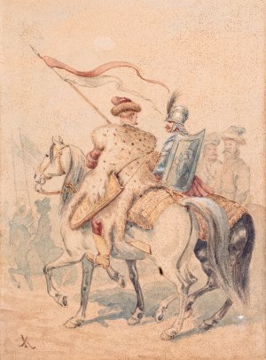 Juliusz Kossak (1824 Nowy Wiśnicz - 1899 Kraków), Z cyklu: Dawne ubiory i uzbrojenia, Towarzysz chorągwi husarskiej
