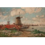 Michał Gorstkin-Wywiórski (1861 Warszawa - 1926 Berlin), Pejzaż z wiatrakiem