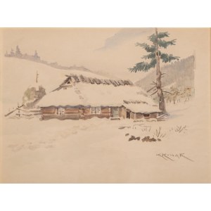 Karol Kossak (1896 Lviv-1975 Ciechocinek), Cottage in Winter