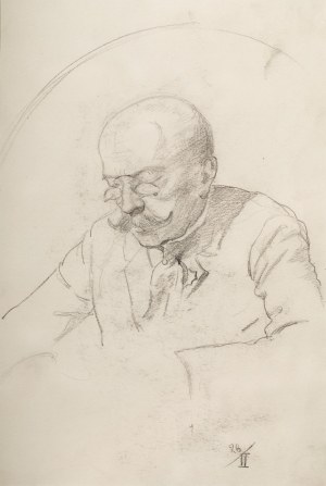 Karol Kossak (1896 Lwów-1975 Ciechocinek), Portret mężczyzny (praca dwustronna)