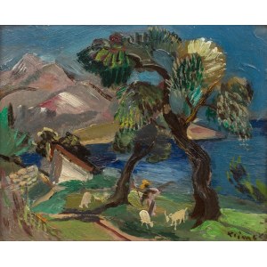 Ludwik Klimek (1912 Skoczów - 1992 Nice), Landscape with a Shepherd