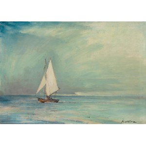 Marian Mokwa (1889 Malary - 1987 Sopot), A boat on the sea