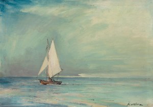 Marian Mokwa (1889 Malary - 1987 Sopot), Łódka na morzu