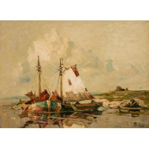 Rudolf Priebe (1889 - 1956 Rudolfstadt), Two boats off the shore